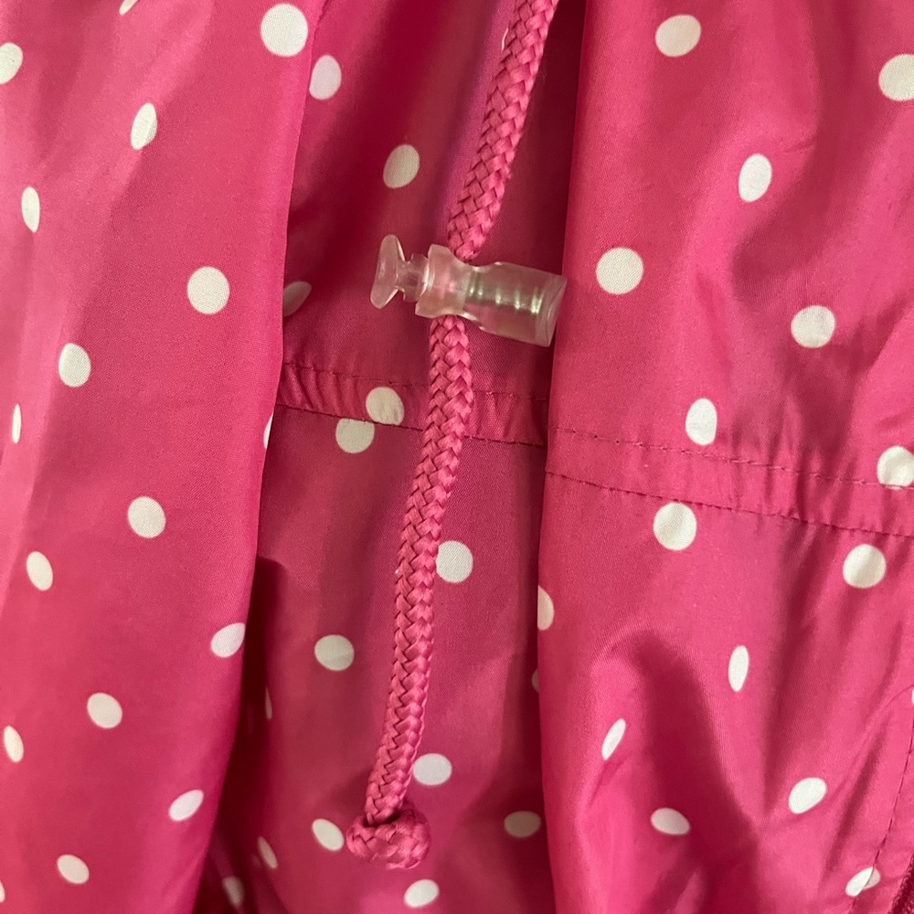 WEATHER TAMER Pink Polka Dot Hooded Parka In A Pocket Jacket  6 NWOT - Picture 5 of 10